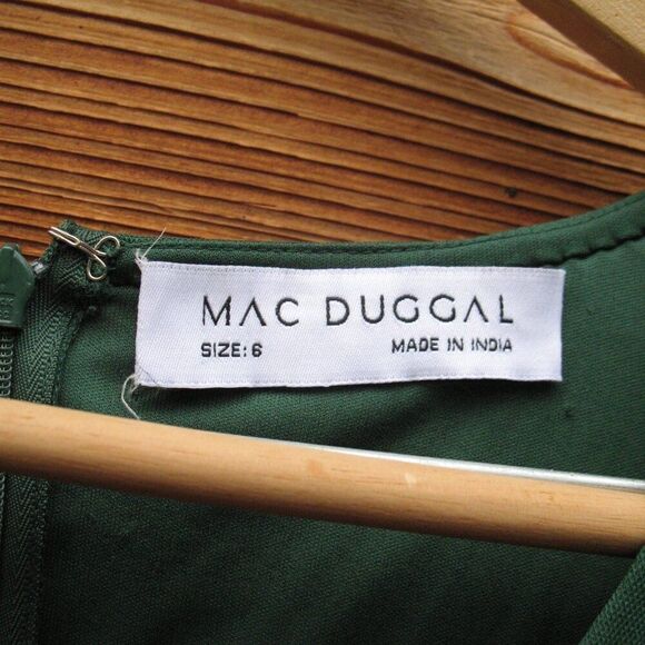 Mac Duggal 5497  Womens Green Embellished V Neck 3/4 Sleeve A Line Gown Regular - Picture 12 of 13